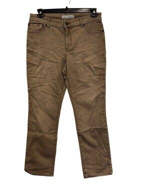 Chicos Platinum Denim Brown Straight-Leg Jeans Size 15 Short